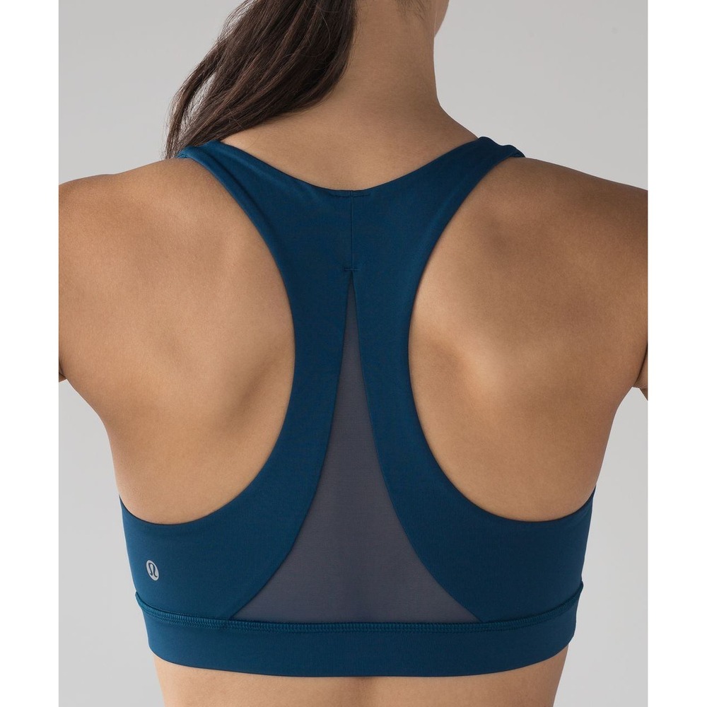 Lululemon Invigorate Sports Bra Teal Green‎ Racerback Mesh Back Medium Support